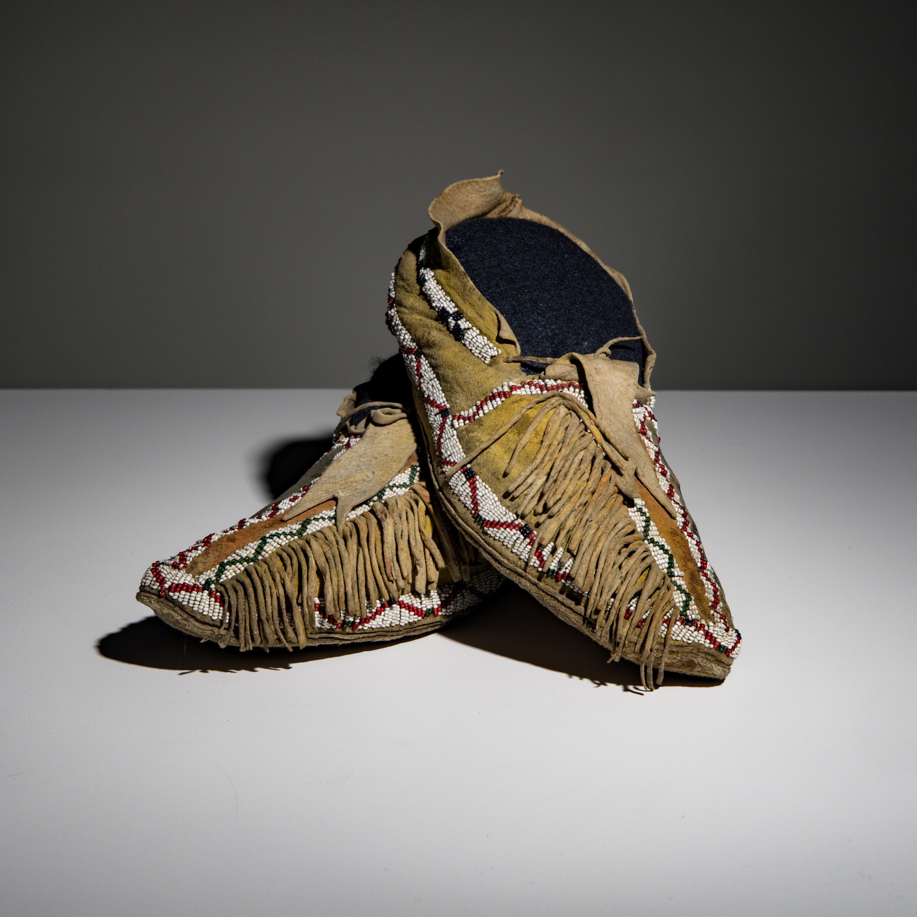 Southern Cheyenne Beaded Buffalo Hide Moccasins