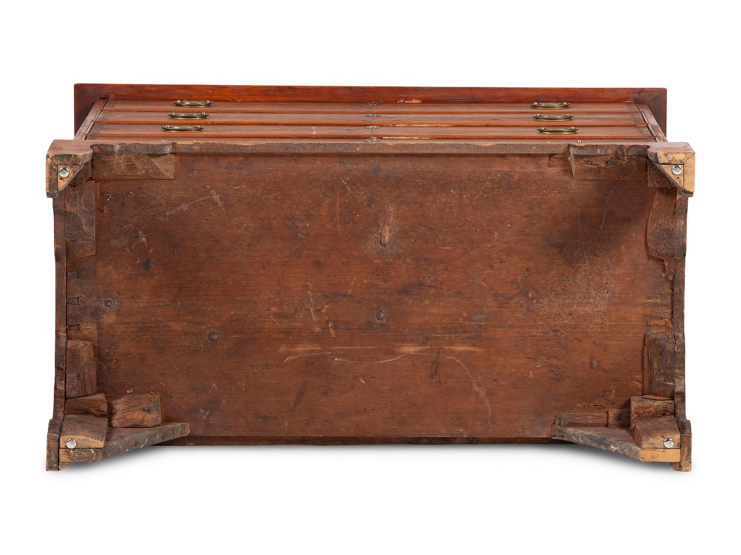 A Federal Flamed Birch Veneered and Maple Chest of Drawers