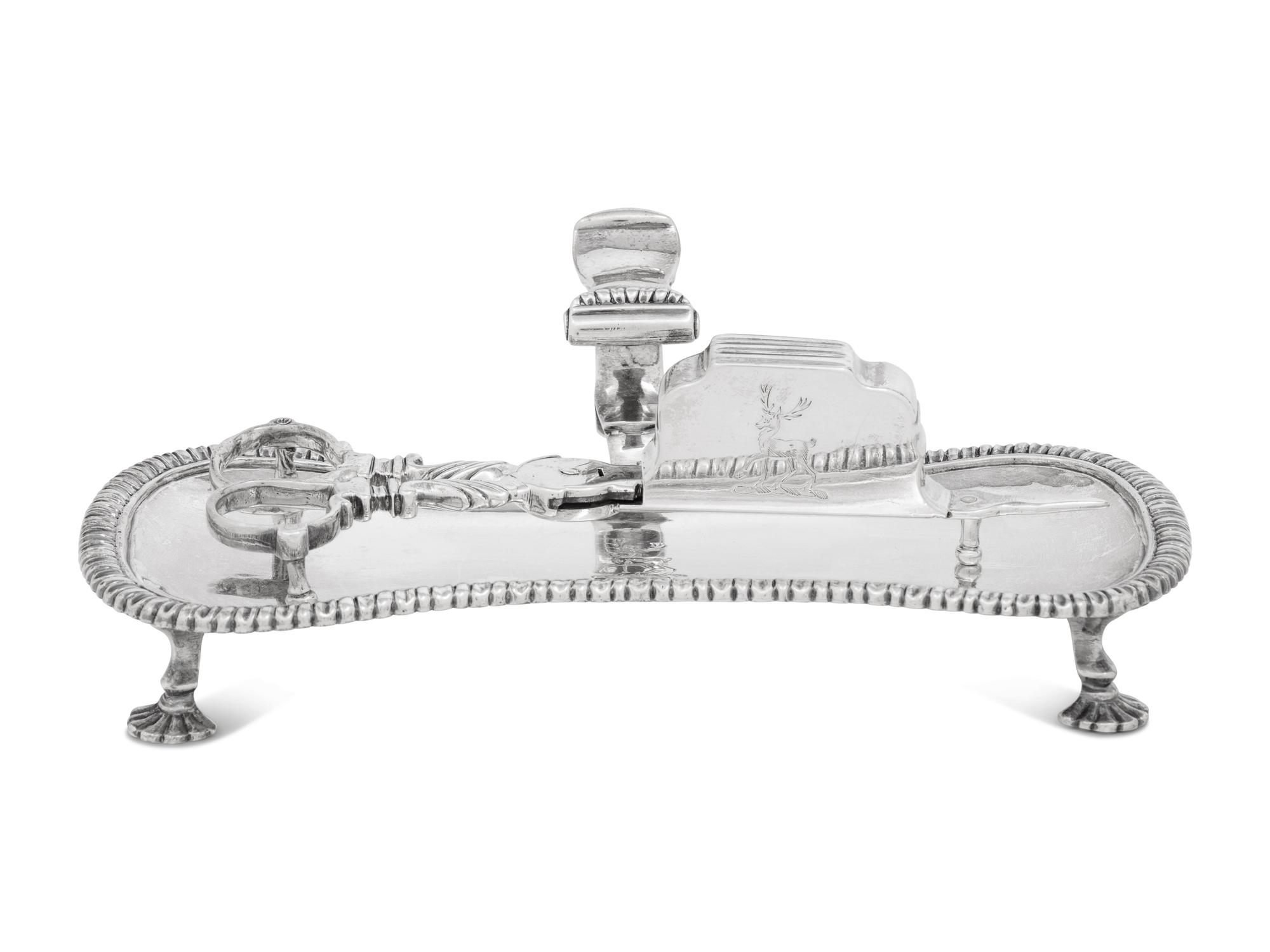 A George II Silver Wick Shears and Tray