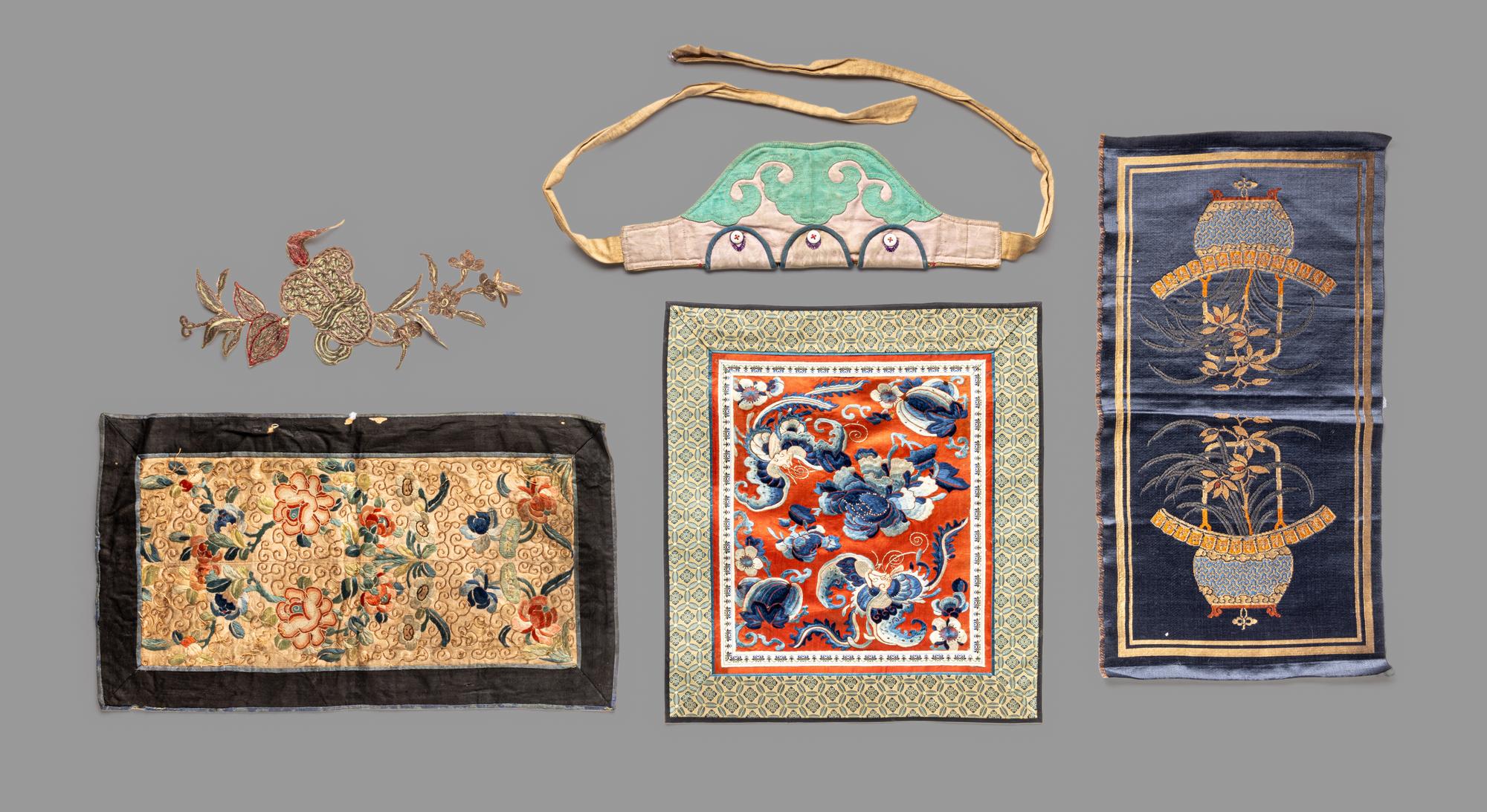 22 Chinese Embroidered Silk Textiles
