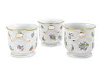 Three Herend Queen Victoria Porcelain Cache Pots