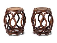 A Pair of Chinese Wood Garden Stools