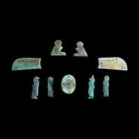 An Egyptian Faience Winged Scarab Set
