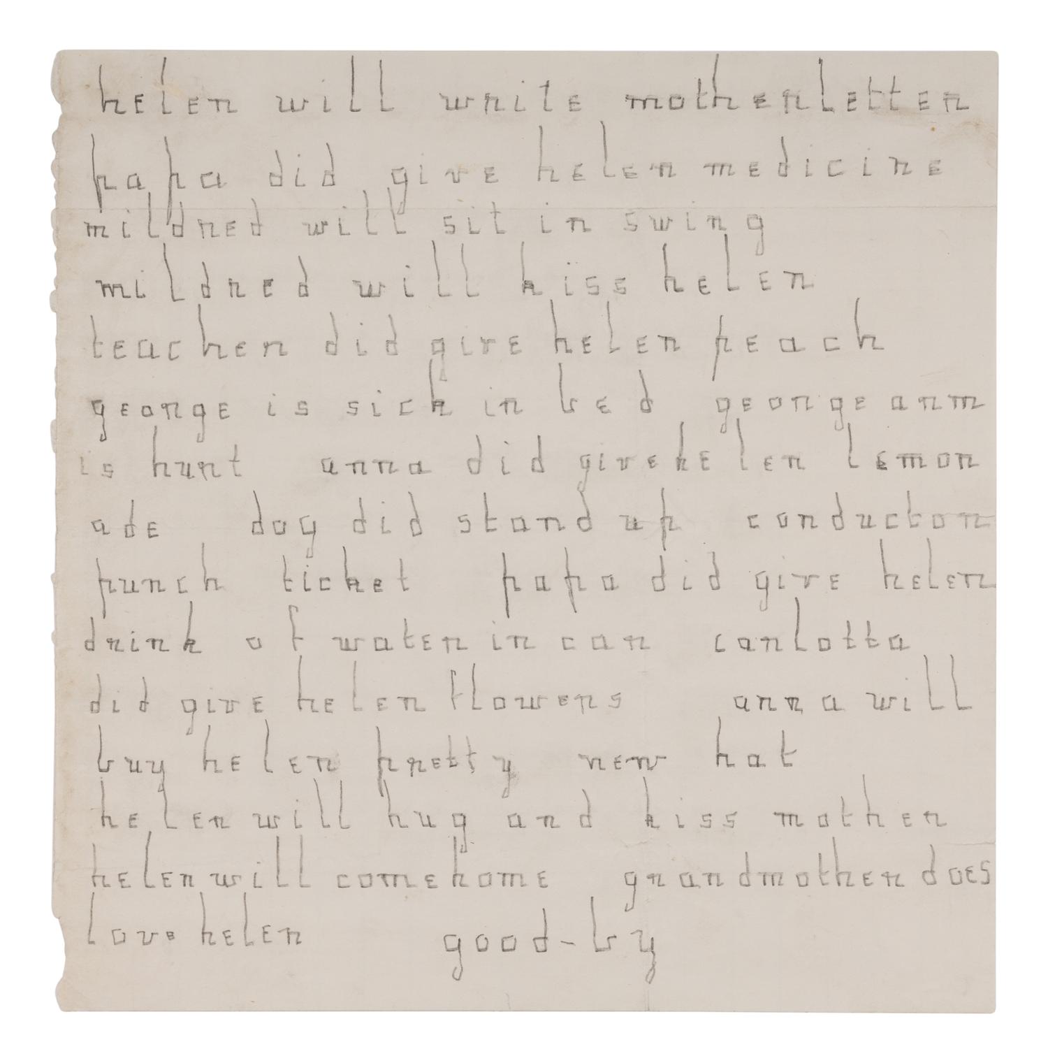 KELLER, Helen Adams (1880-1968). Autograph letter unsigned to her mother, Catherine Everett (Adams) “Kate” Keller. [Huntsville, AL, 12 July 1887].