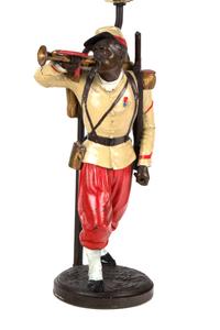 A Painted Metal Figure of a Zouave Soldier Height overall 25 inches. — 20TH CENTURY
