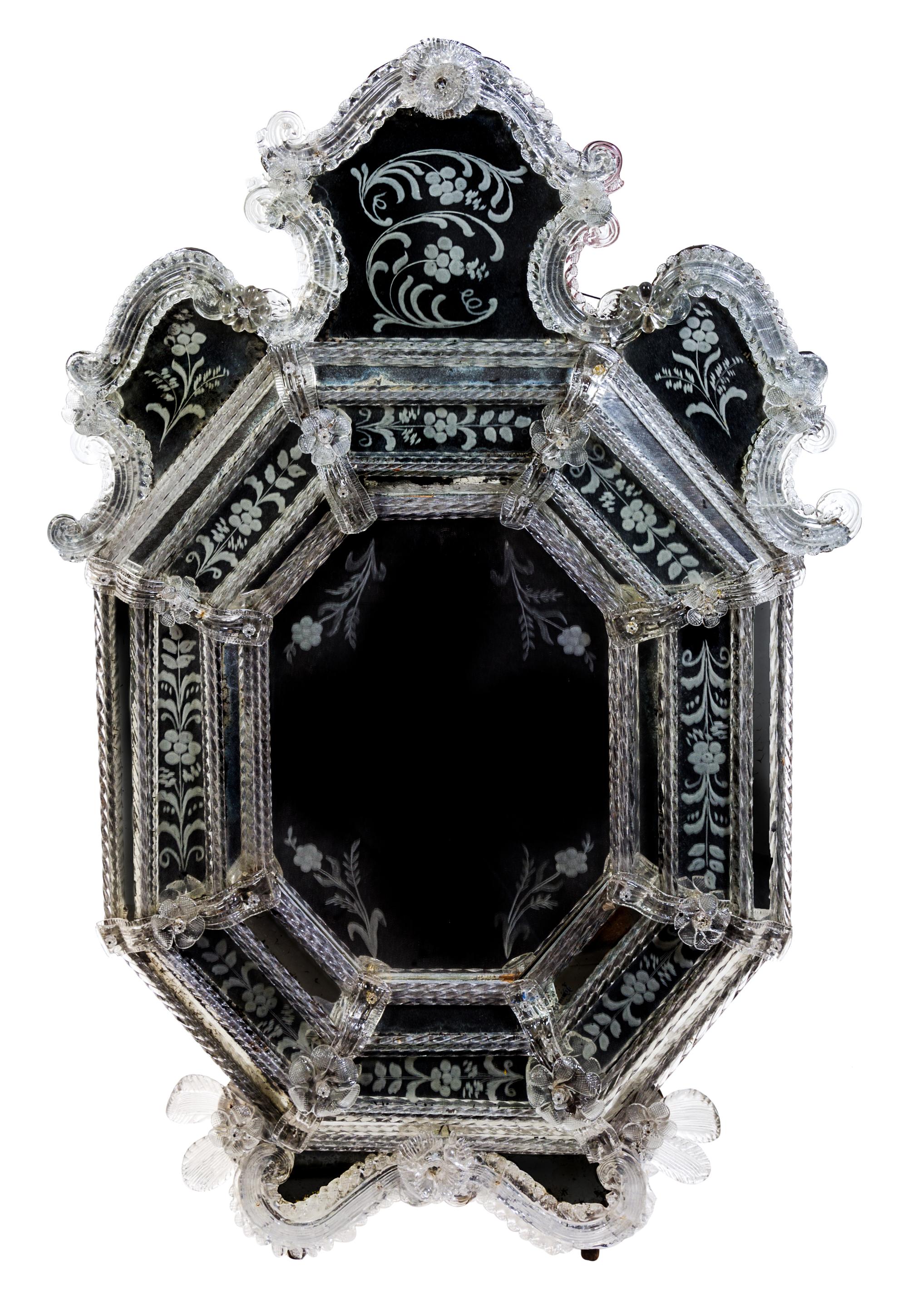 A Venetian Glass Mirror Height 48 x width 31 1/2 inches. — LATE 19TH/EARLY 20TH CENTURY