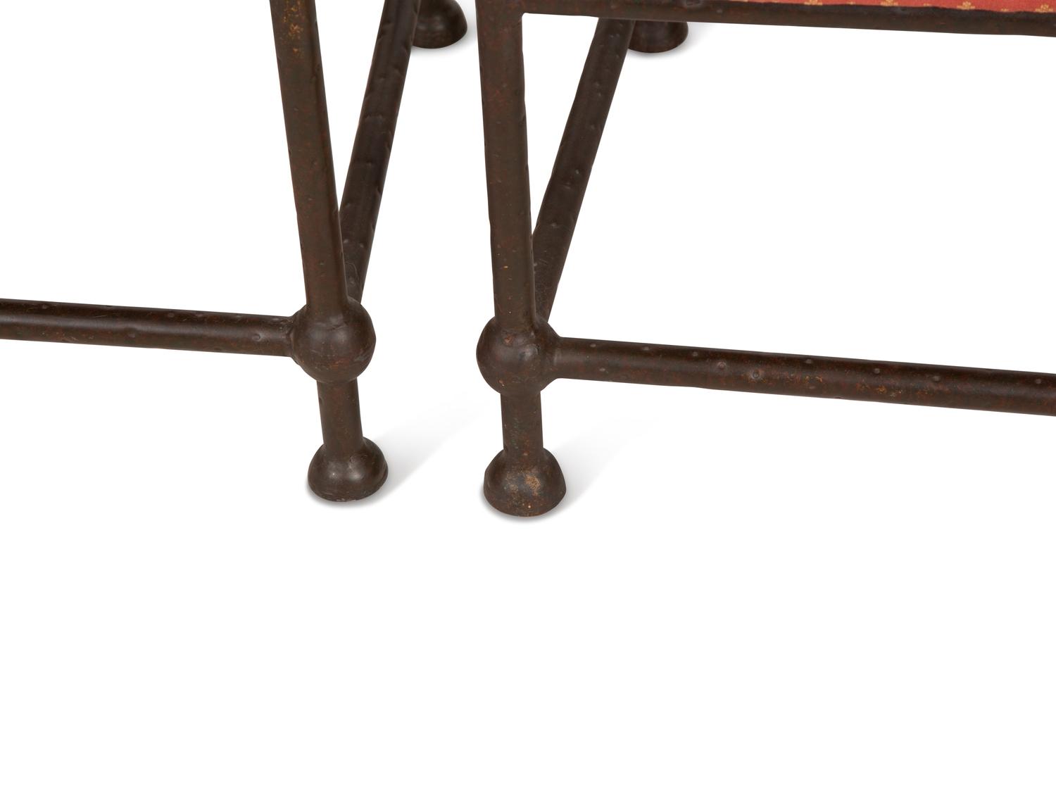 Eight Spanish Style Bronzed Metal Dining Chairs