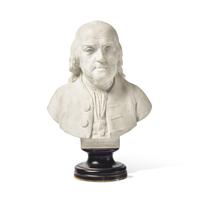 A Sevres Bisque Porcelain Bust of Benjamin Franklin, After the Example by Jean-Jacques Caffieri (French, 1725-1792)