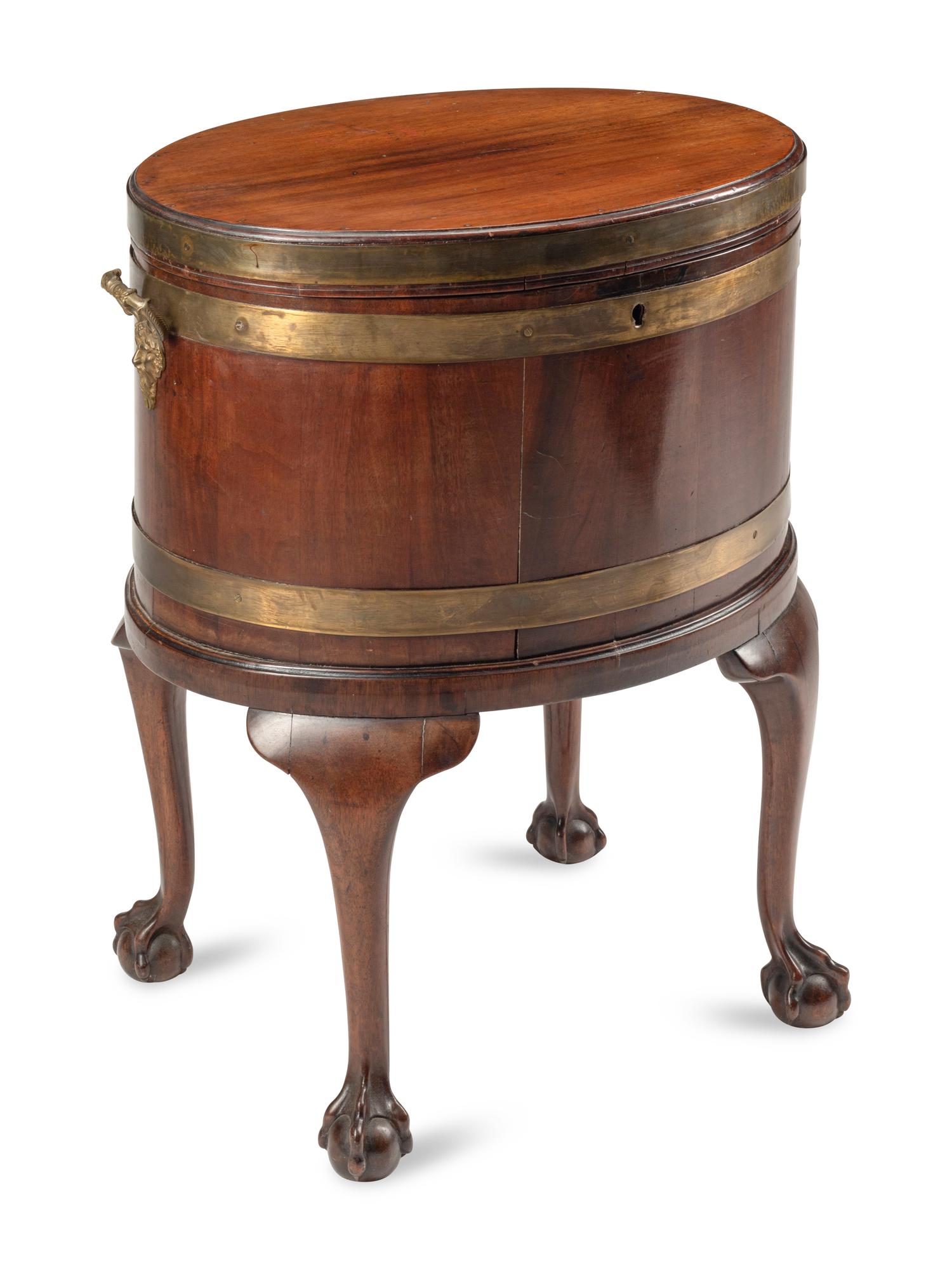 A George II Brass Mounted Mahogany Cellarette on Stand