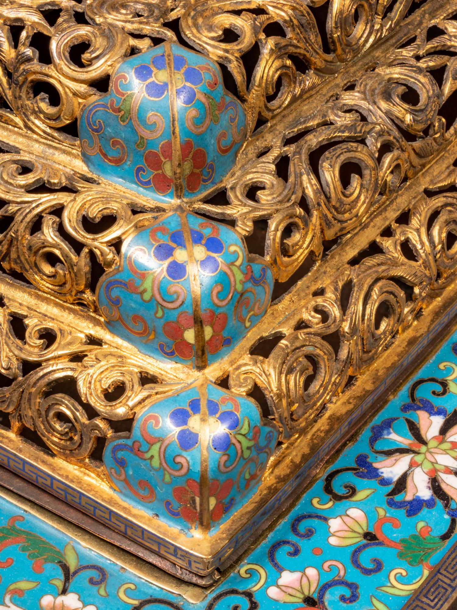 A Large Chinese Cloisonné Enamel Incense Burner and Cover