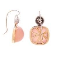 BICOLOR GOLD, ROSE QUARTZ AND DIAMOND EARRINGS