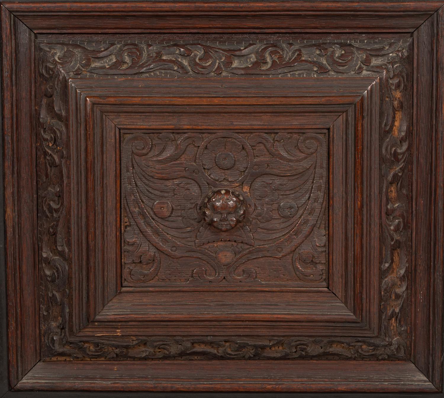 A Pair of Continental Carved Oak Cabinets on Stands