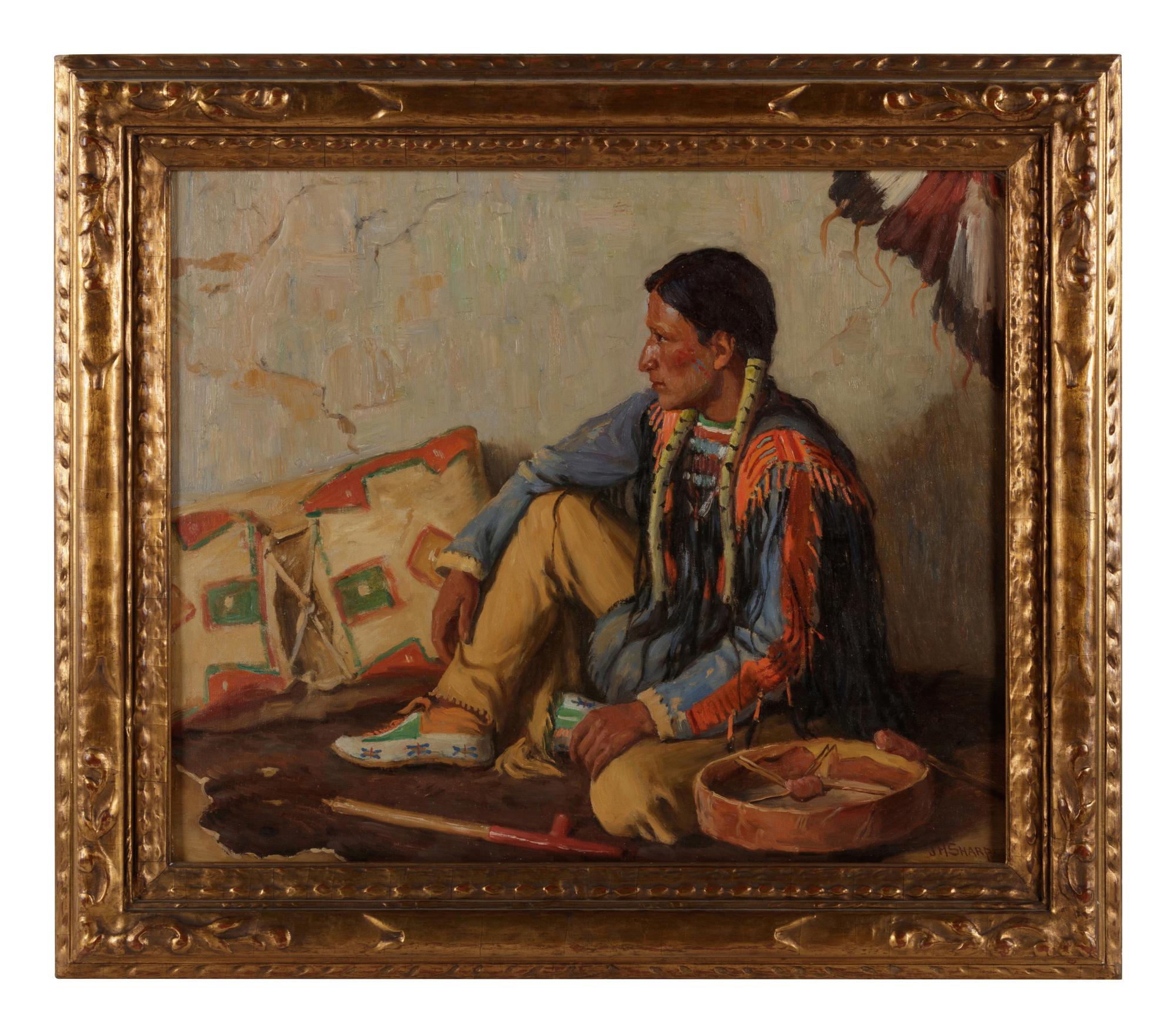 Portrait of Indian with Drum and Pipe