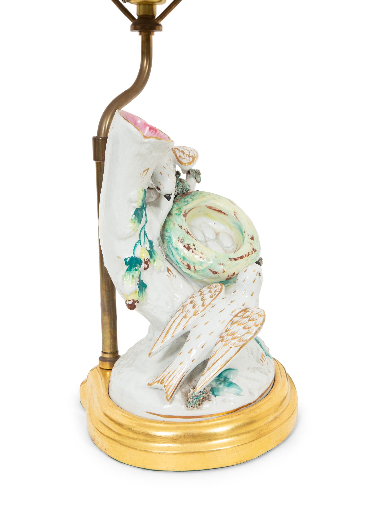 A Staffordshire Pottery Bird's Nest Spill Vase