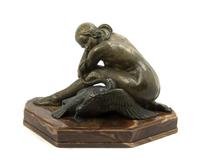 A French Bronze Figural Group, Clarisse Levy-Kinsbourg (b. 1896), Width overall 22 3/8 inches.