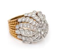A Platinum, 18 Karat Gold and Diamond Bombe Ring, Cellino, 10.10 dwts.