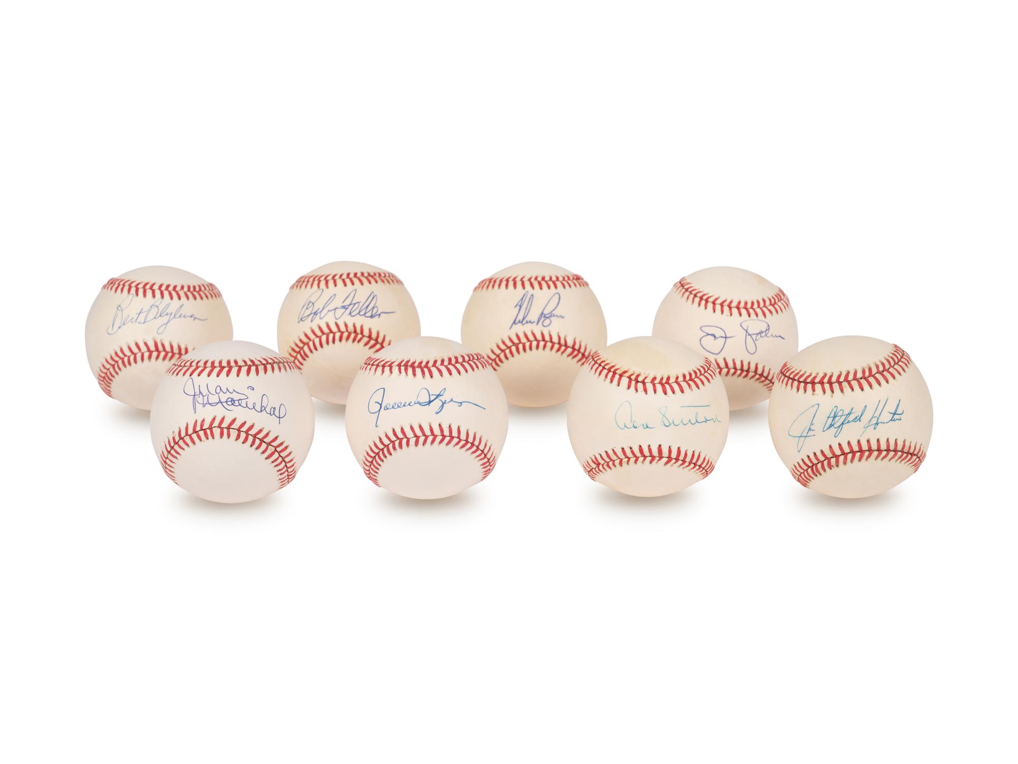 A Group of Nine Hall of Fame Pitcher Signed Autograph Items (Beckett Authentication Services BAS Certified),