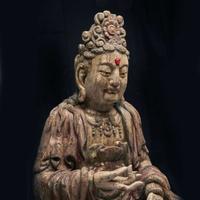 A large carved and polychromed wood figure of the Bodhisattva Puxian 木雕普贤菩萨坐像 Ming Dynasty or later ????