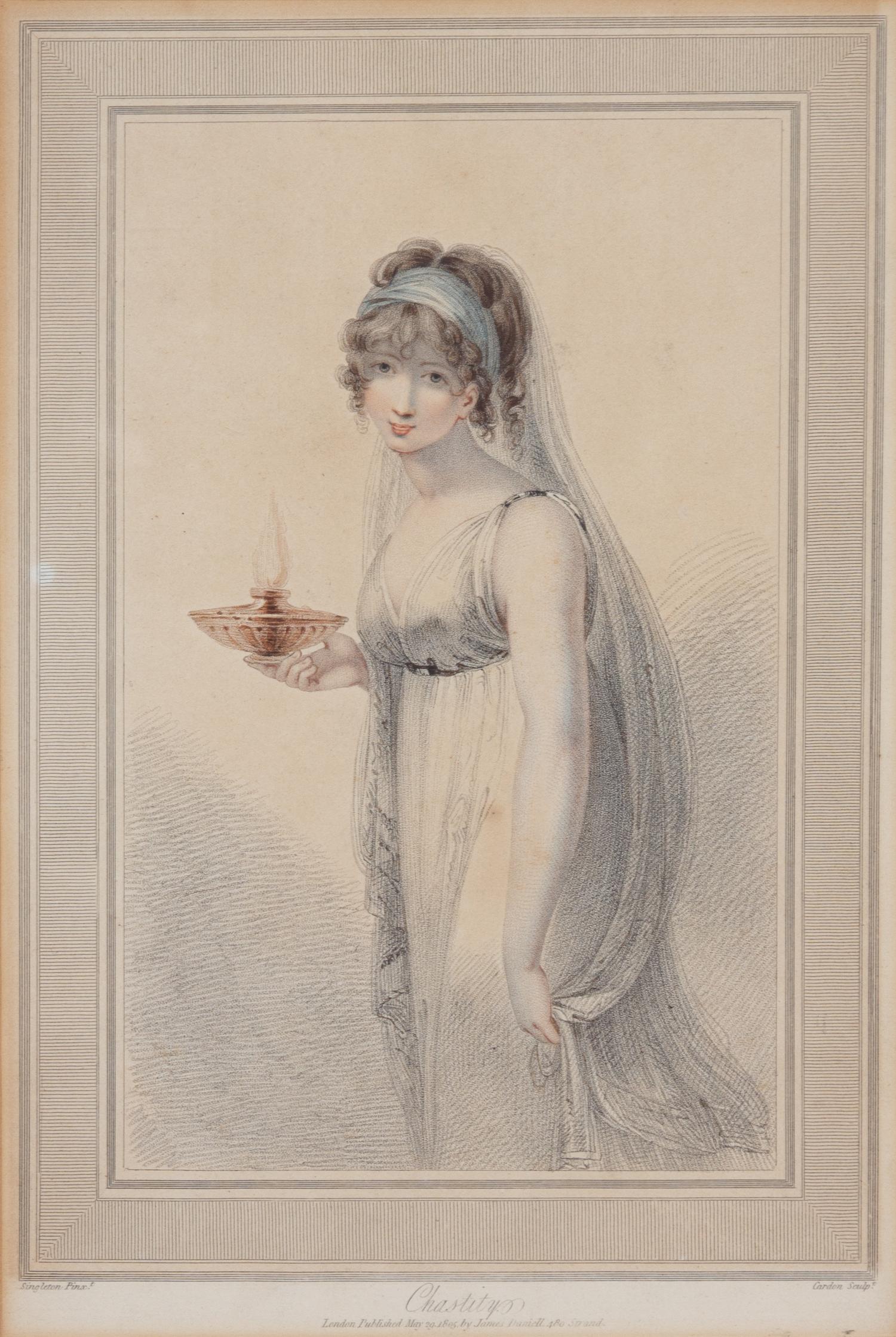 Four Gilt Framed English Stipple Engravings Image 12 x 8 inches. — 19TH CENTURY