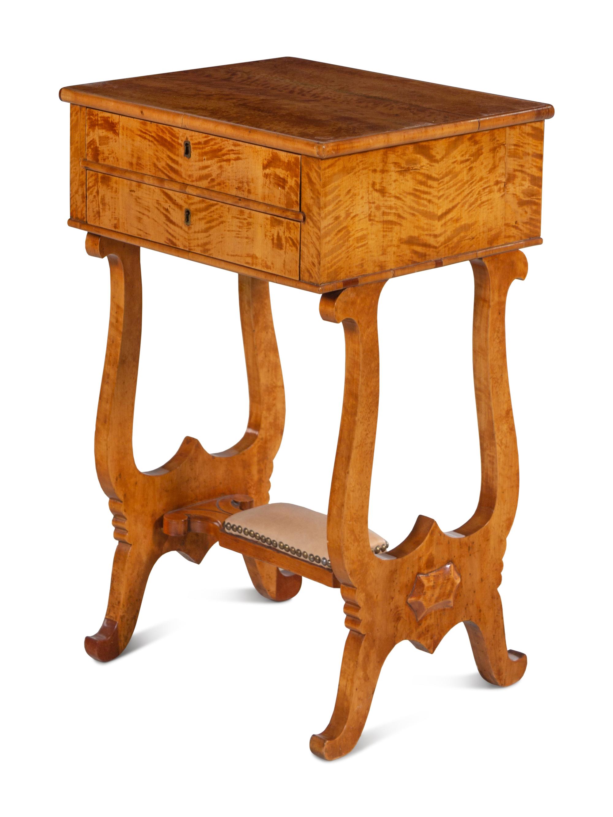 A Northern European Satin-Birch Work Table