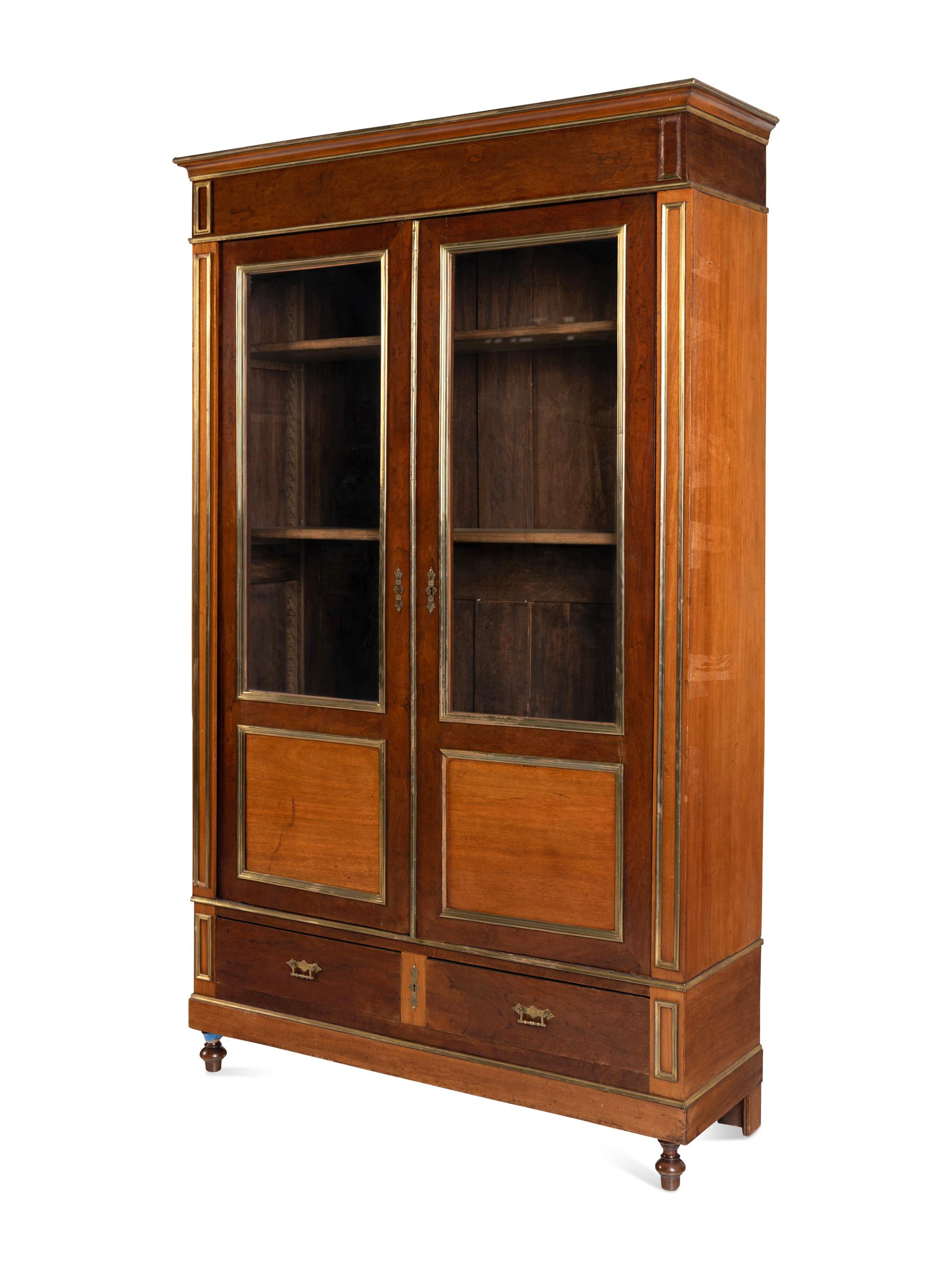 A Pair of Biedermeier Style Walnut Tall Cabinets