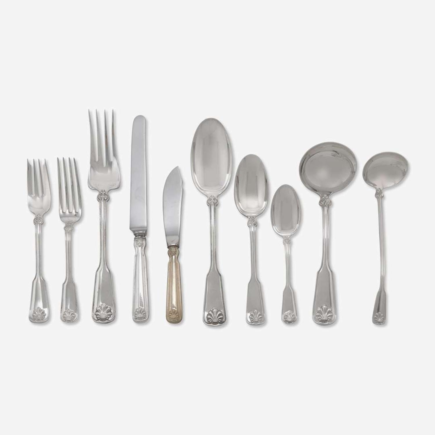 A sterling silver flatware service in the "Shell and Thread" pattern Tiffany & Co., New York, NY, 20th century