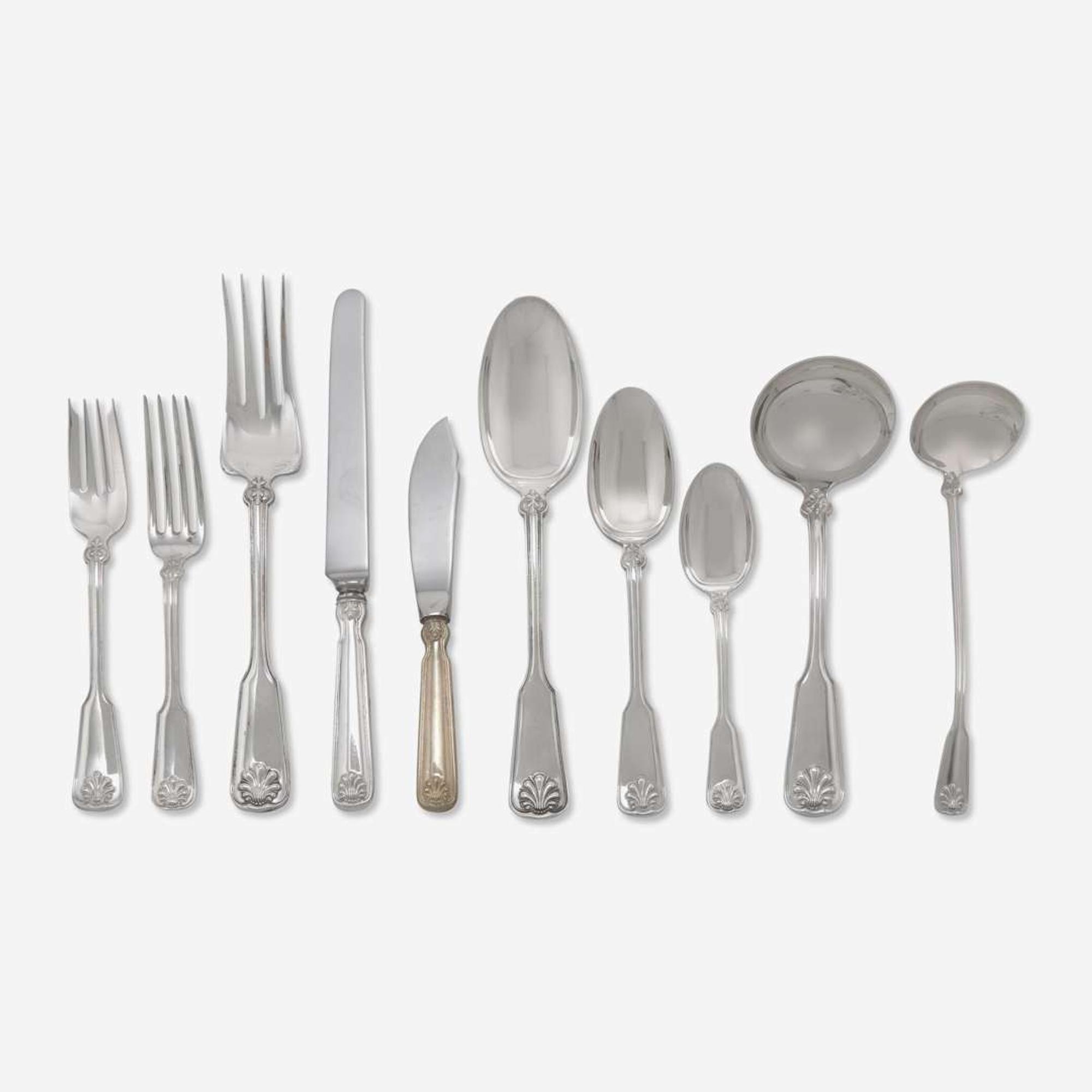 A sterling silver flatware service in the "Shell and Thread" pattern Tiffany & Co., New York, NY, 20th century