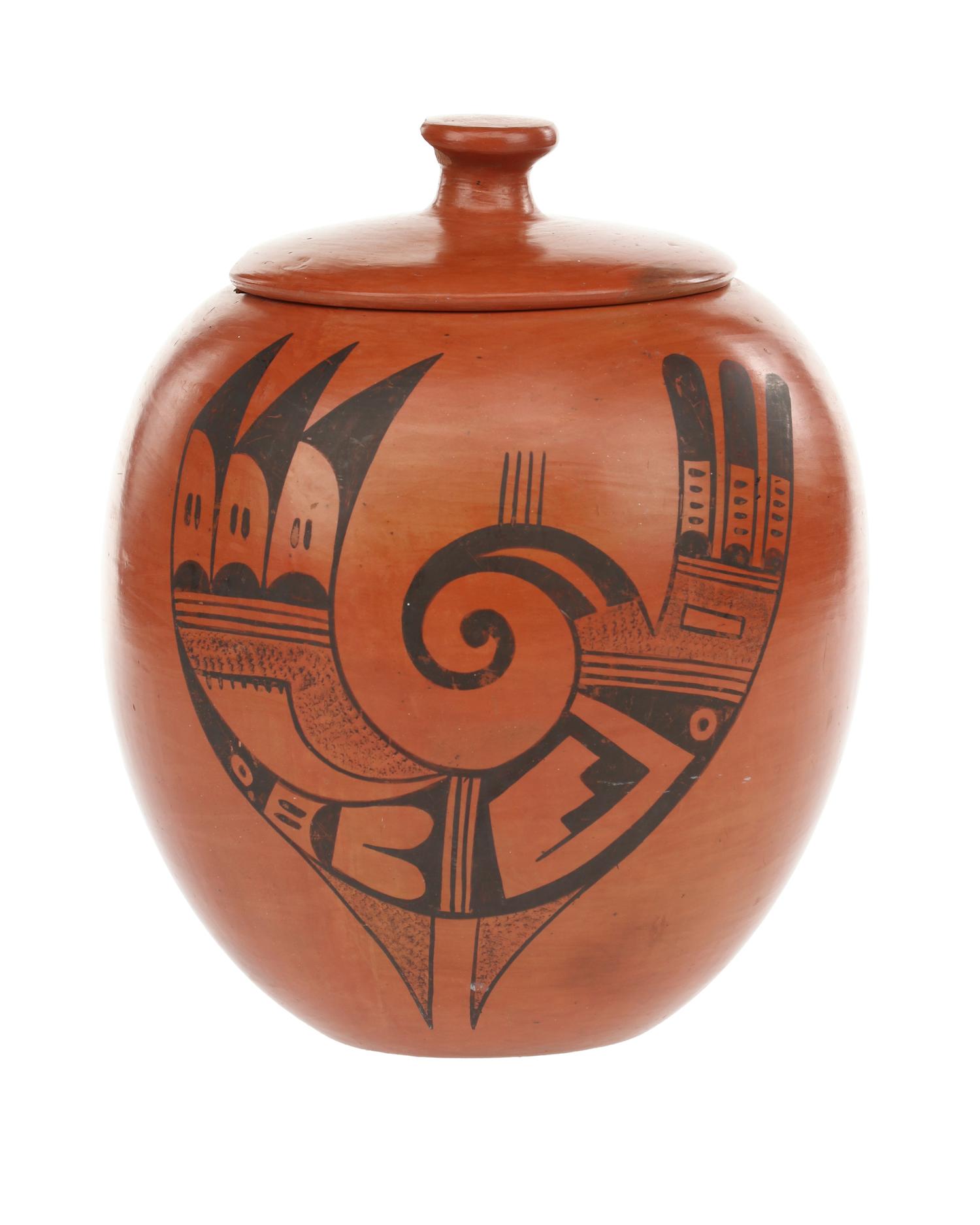 A Redware Lidded Jar by Sadie Adams