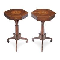 Pair of inlaid mahogany single-drawer stands early 19th century