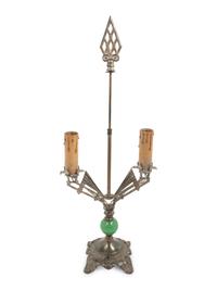 An Art Deco Chromed Metal Lamp with a Mica Shade