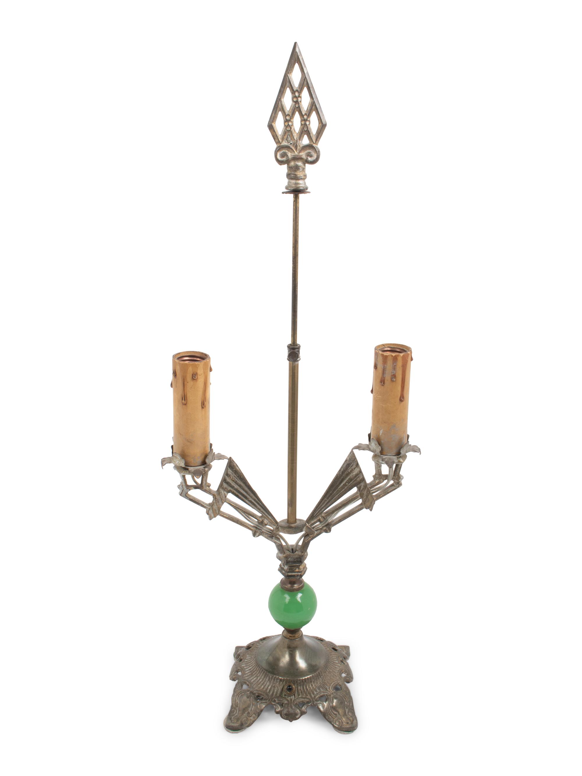 An Art Deco Chromed Metal Lamp with a Mica Shade