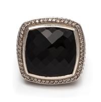A Sterling Silver, Onyx and Diamond 'Albion' Ring, David Yurman, 15.30 dwts.