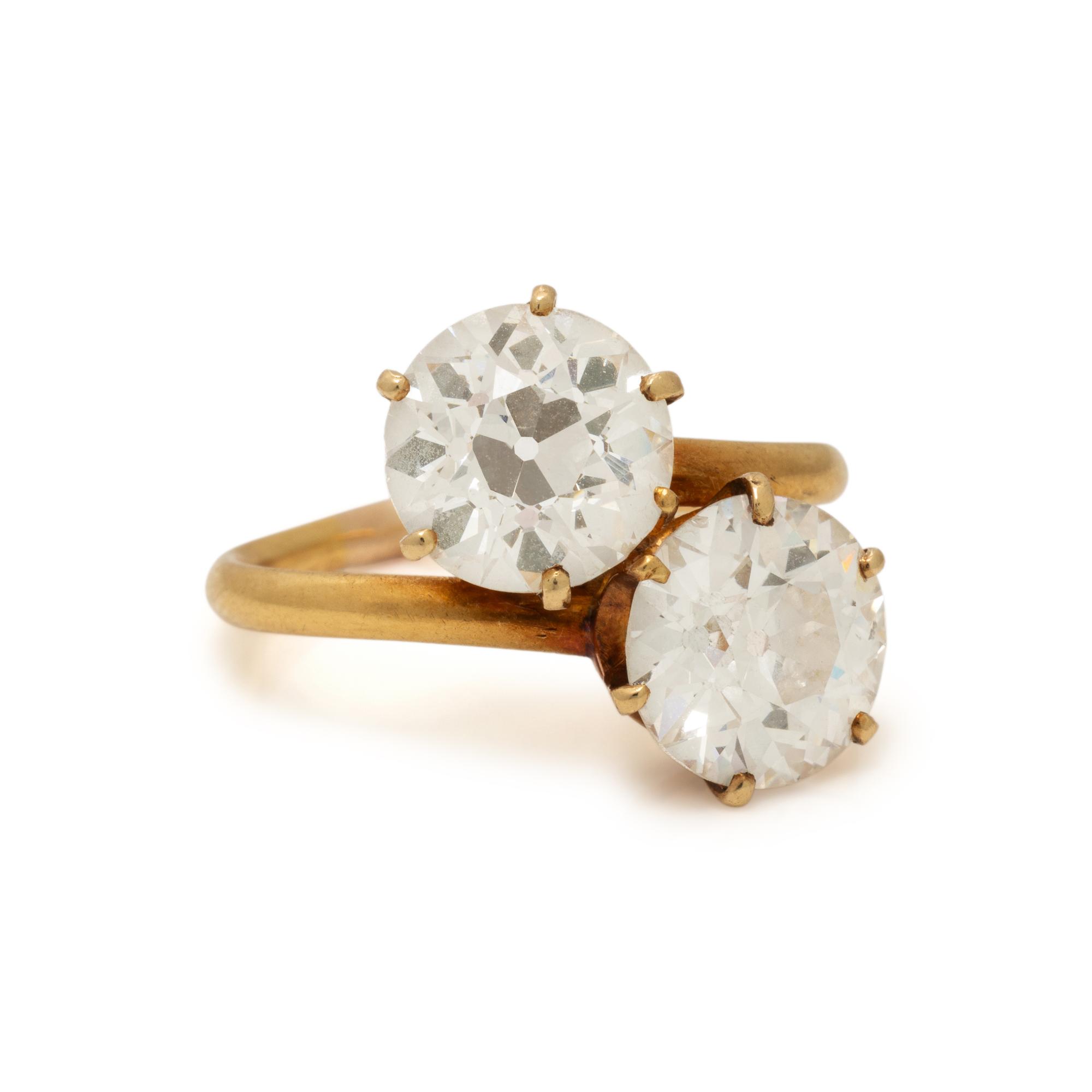 Diamond and Yellow Gold 'Toi et Moi' Ring