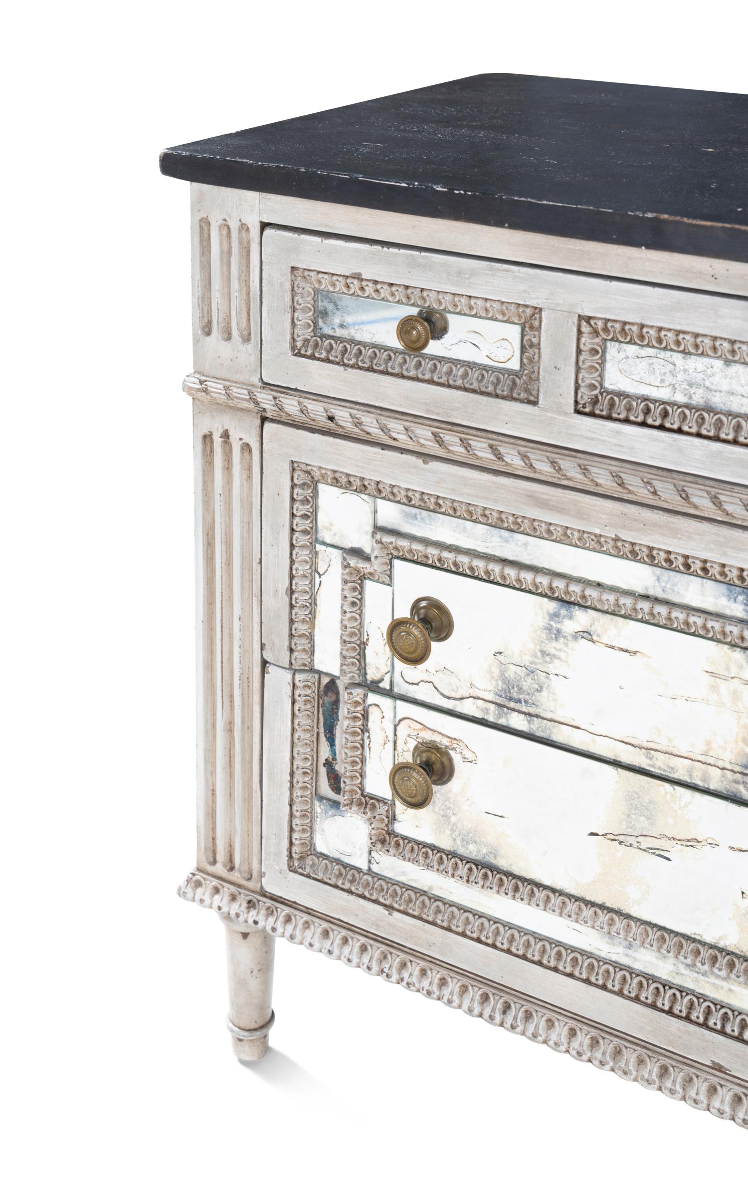 A Pair of Amy Howard Painted and Mirror Veneered Commodes