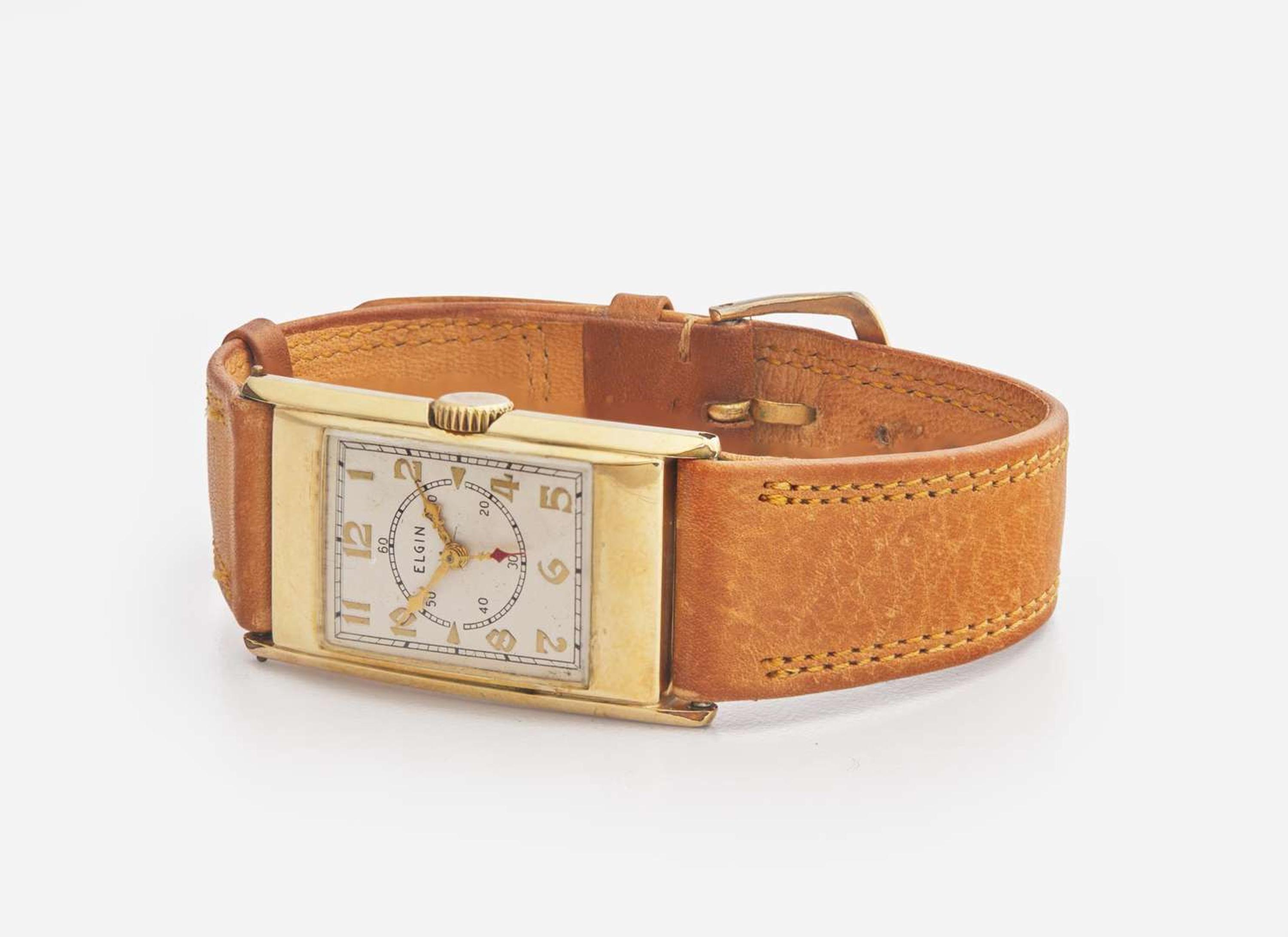 An 18K Yellow Gold Men's Omega Watch and 14K Yellow Gold Unisex Elgin Watch