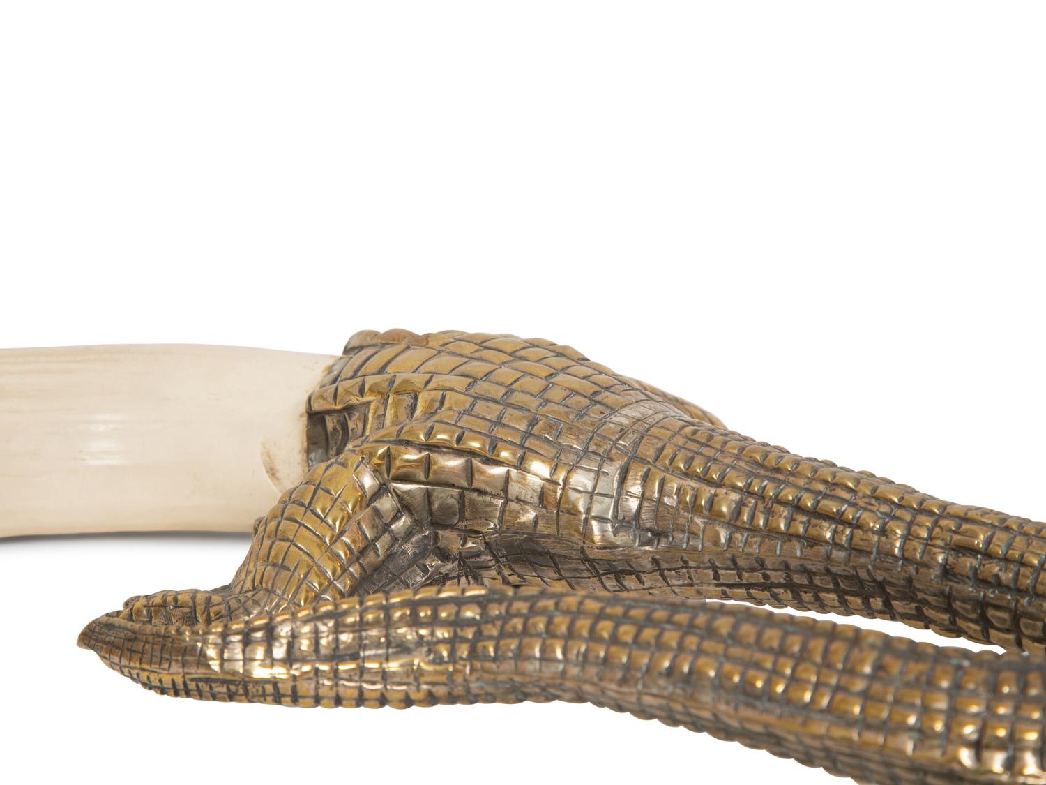 A Franco Lagini Brass Alligator Figure