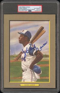 A Hank Aaron Signed Autograph Perez Steele Great Moments Postcard (PSA 9 AUTO)