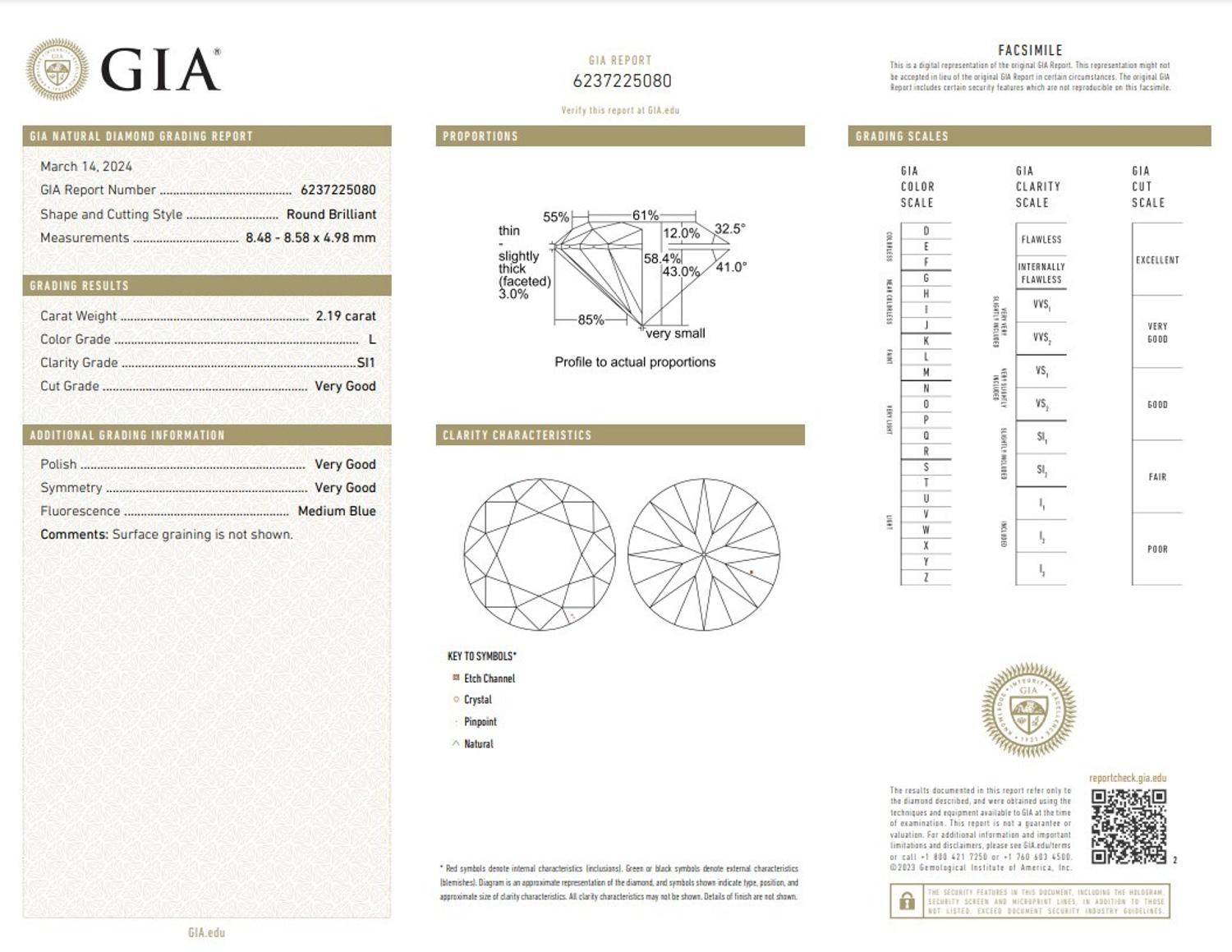 2.19 CARAT ROUND BRILLIANT CUT DIAMOND
