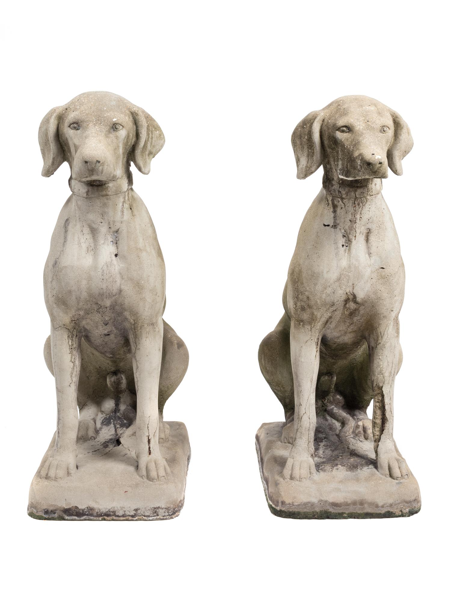 A Pair of Cast Stone Hounds — 20TH CENTURY