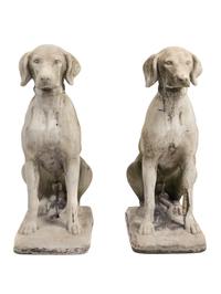 A Pair of Cast Stone Hounds — 20TH CENTURY