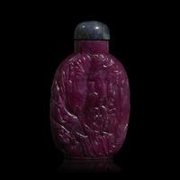 A Chinese Carved Ruby Matrix Snuff Bottle, Late Qing Dynasty
