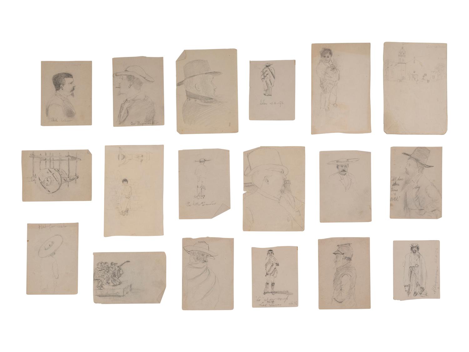[WESTERN AMERICANA] -- [NATIVE AMERICANS]. Collection of sketches drawn and compiled by U.S. Army officer Charles A.H. McCauley while serving in various military posts, including Native American ledger art from the Los Piños Ute Indian Agency.