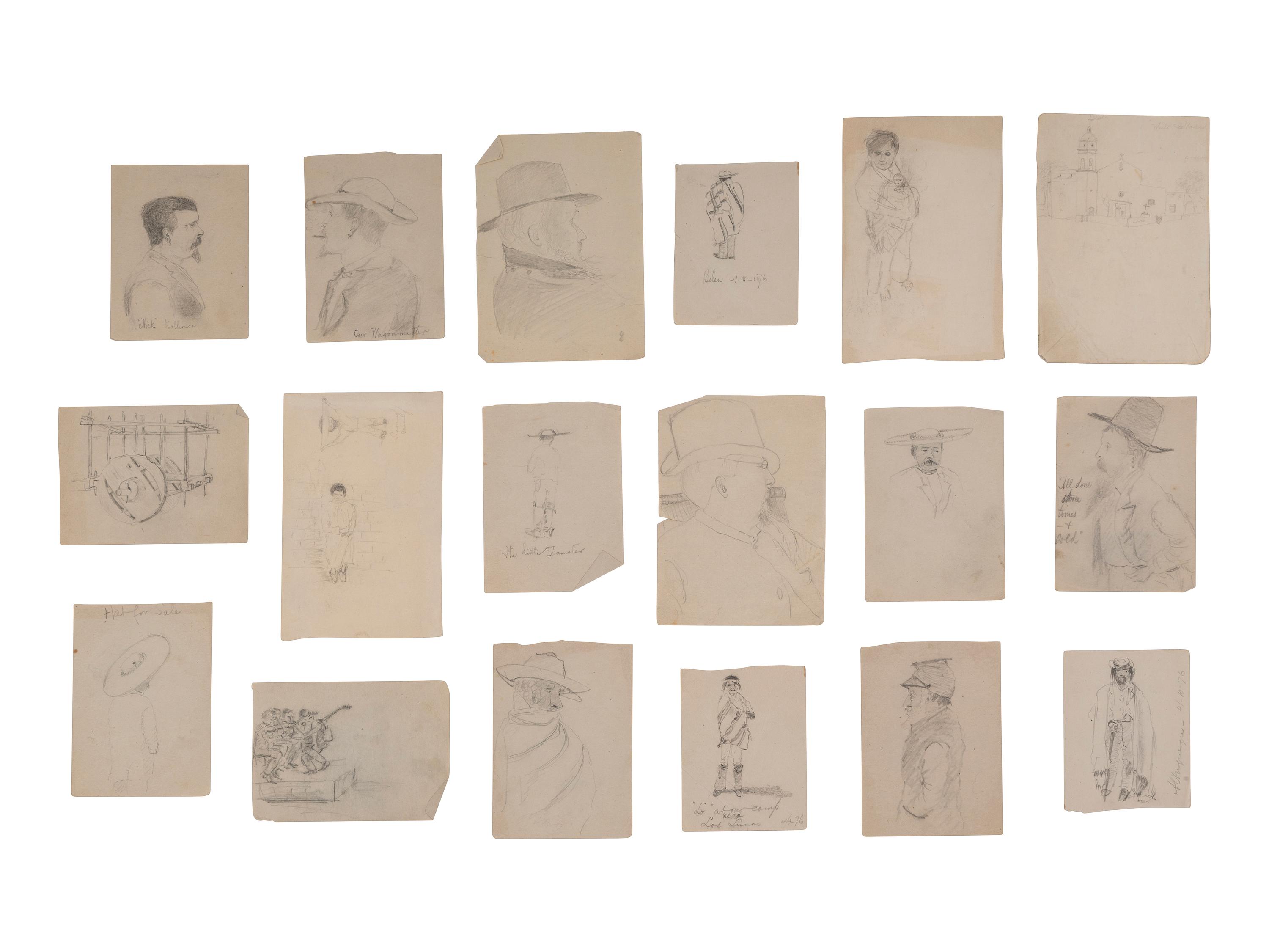 [WESTERN AMERICANA] -- [NATIVE AMERICANS]. Collection of sketches drawn and compiled by U.S. Army officer Charles A.H. McCauley while serving in various military posts, including Native American ledger art from the Los Piños Ute Indian Agency.
