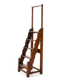 A William and Mary Style Oak Library Ladder