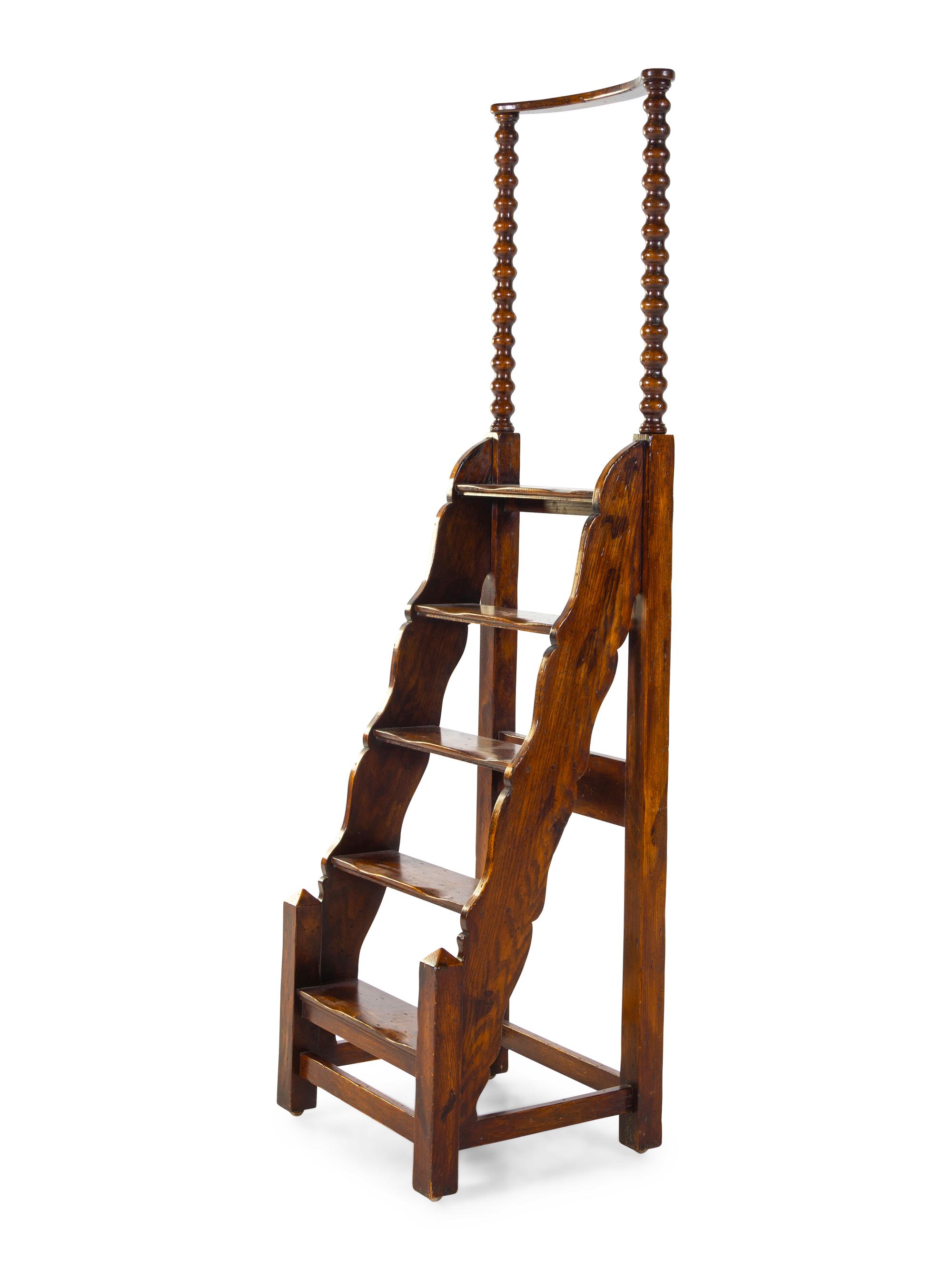 A William and Mary Style Oak Library Ladder