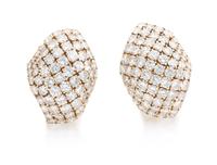 A Pair of 18 Karat Yellow Gold and Diamond Earclips, David Webb, 11.20 dwts.