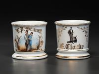 Two Porcelain Occupational Shaving Mugs of Sartorial Interest