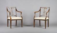 A Pair of Italian Open Armchairs, Height 33 3/4 inches.