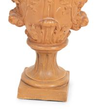 A Pair of Glazed Terracotta Vases now Mounted as Lamps