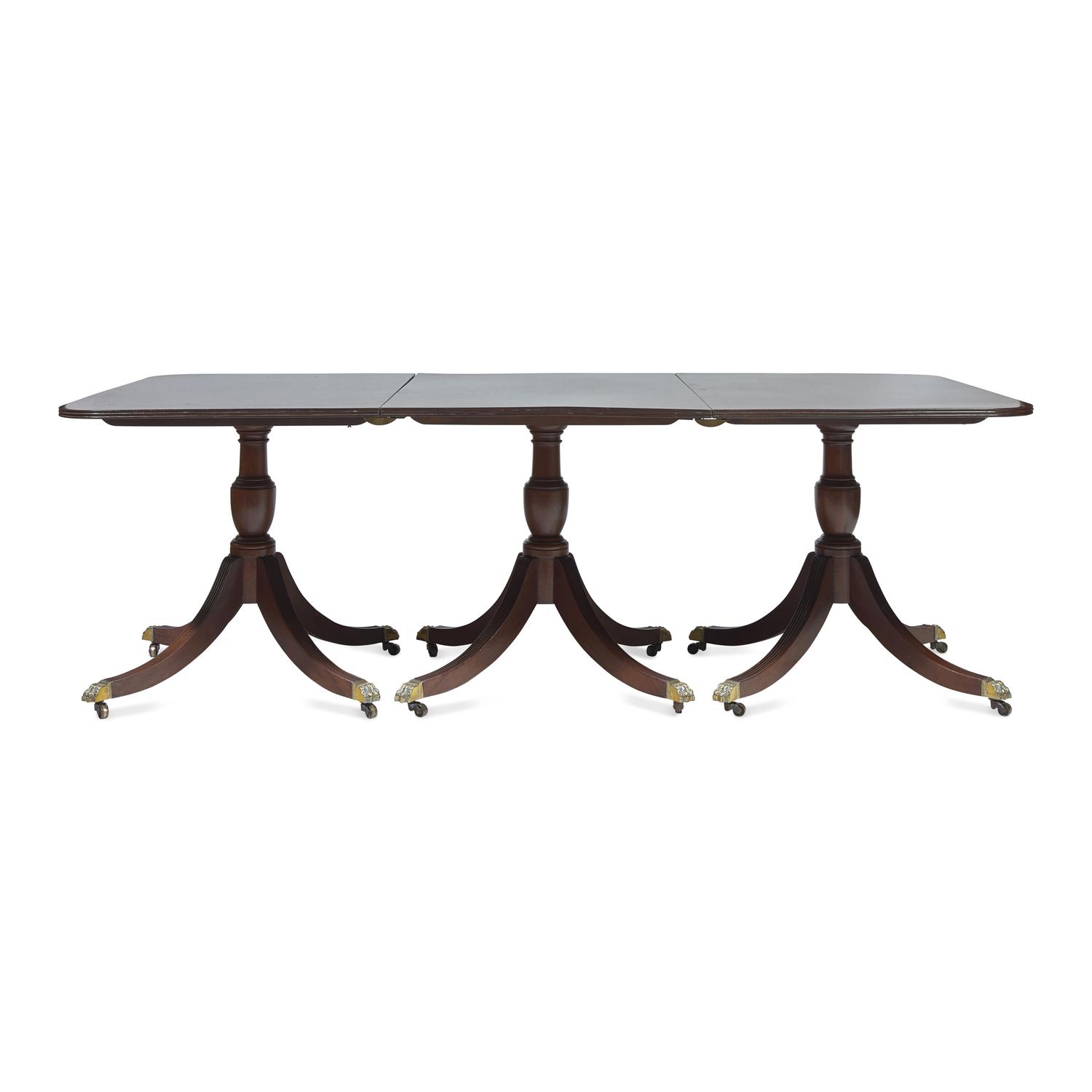 A Regency Style Mahogany Three-Pedestal Dining Table